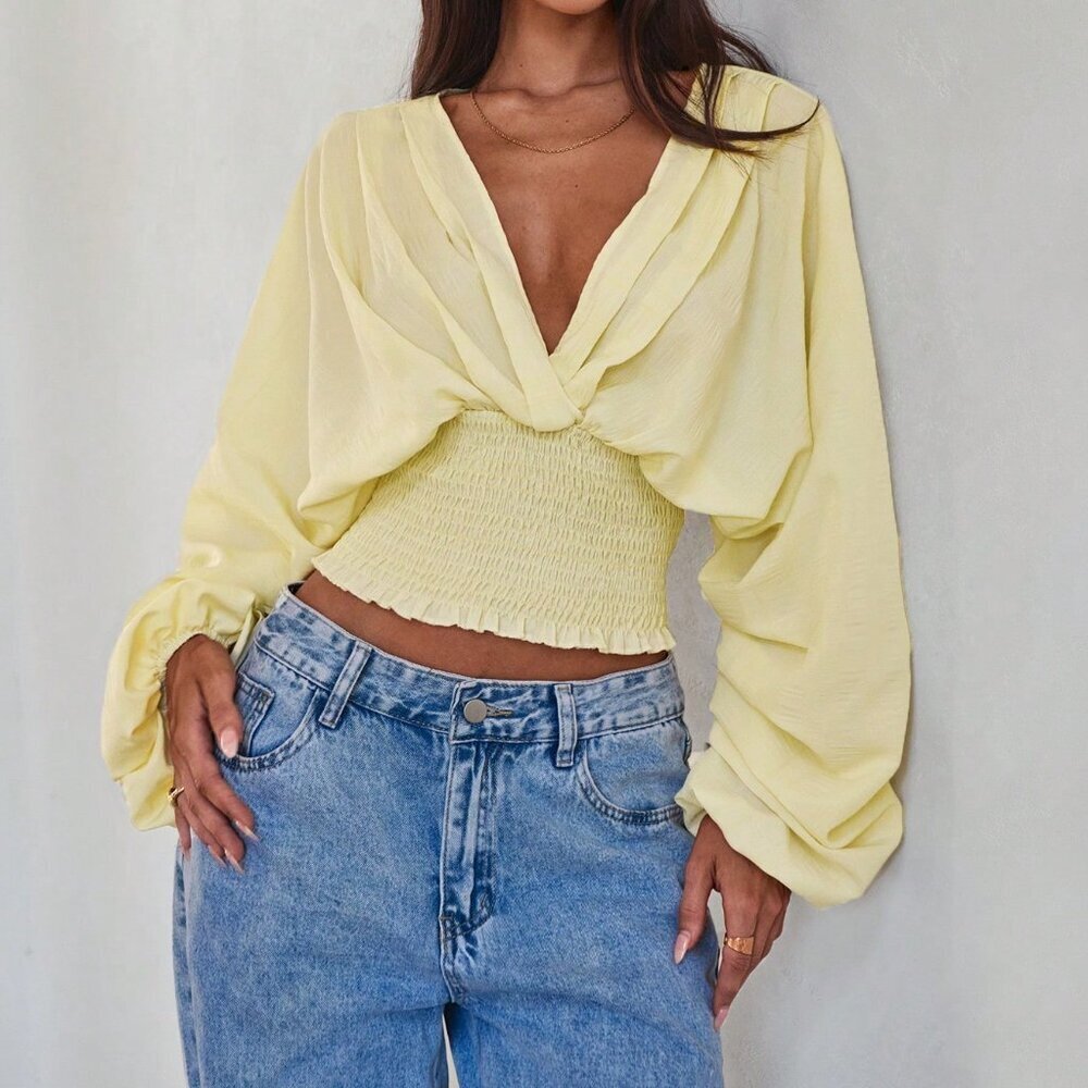 Light Yellow Casual Women's Elegant Long Sleeve Blouse